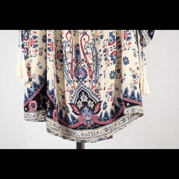 JAASE LF Navy Batik floral printed mini dress size S - Picture 4 of 14